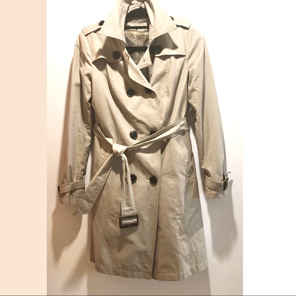 BARNEYS TRENCH COAT WITH FAUX FUR LINING